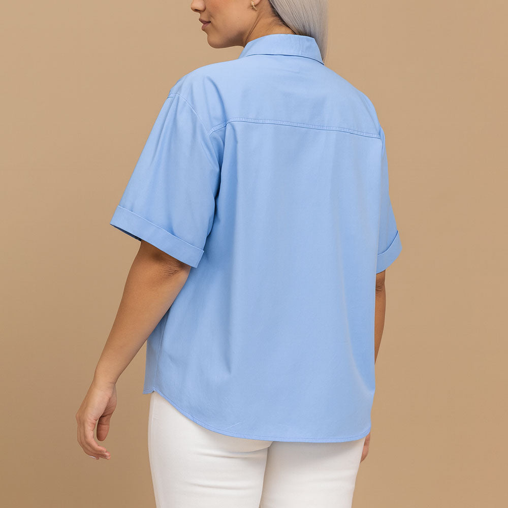 Chemise Bleu Manches Courtes