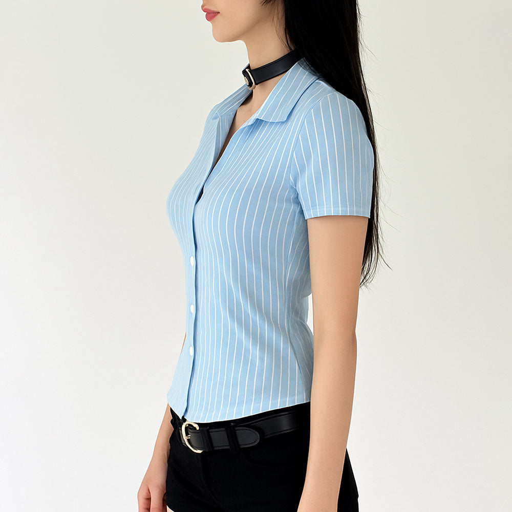 Chemise Rayée à Manches Courtes