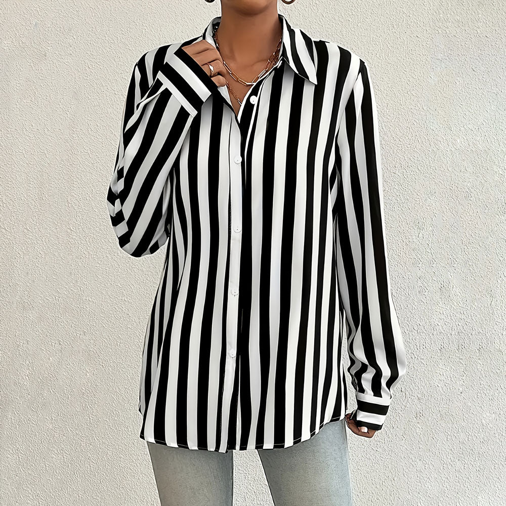 Chemise Rayée à Boutons Chic