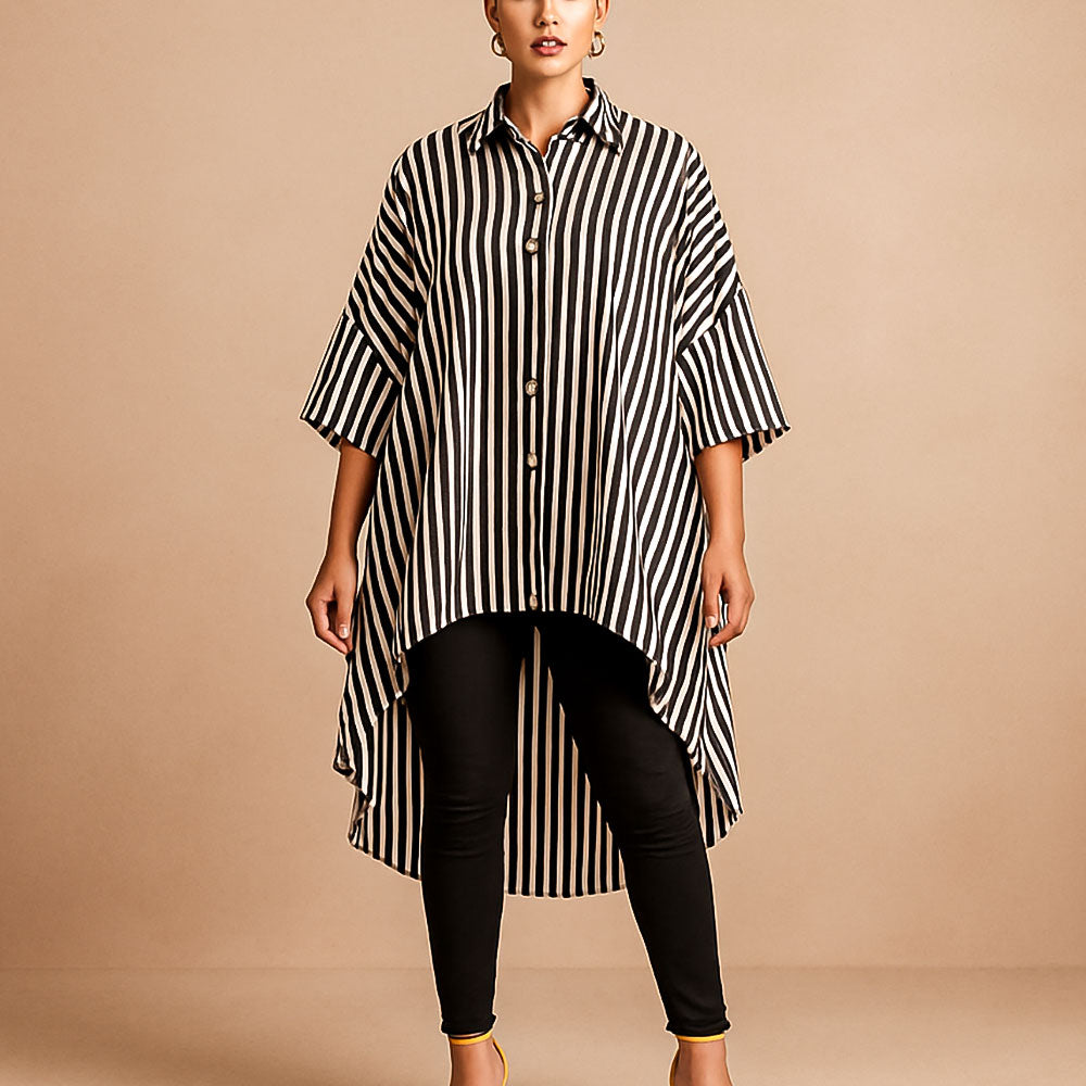 Chemise longue oversize rayée
