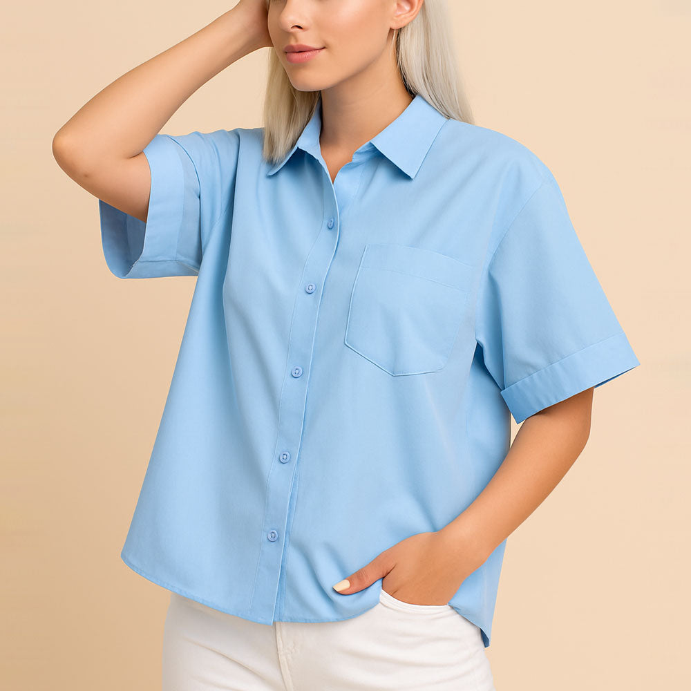 Chemise Bleu Manches Courtes