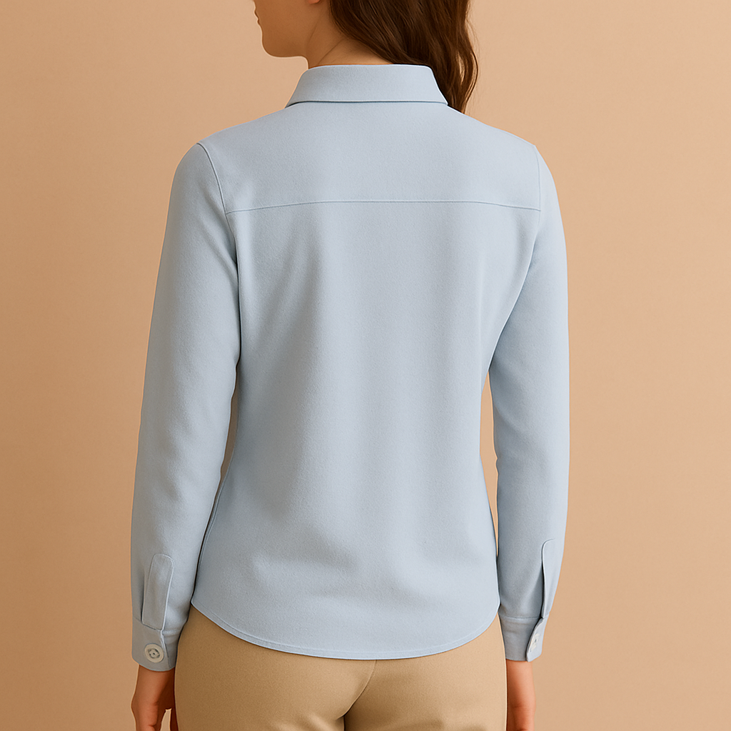 Chemise bleu à broderies florales