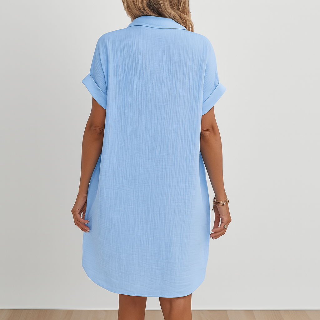 Robe Chemise Boutonnée avec Poches