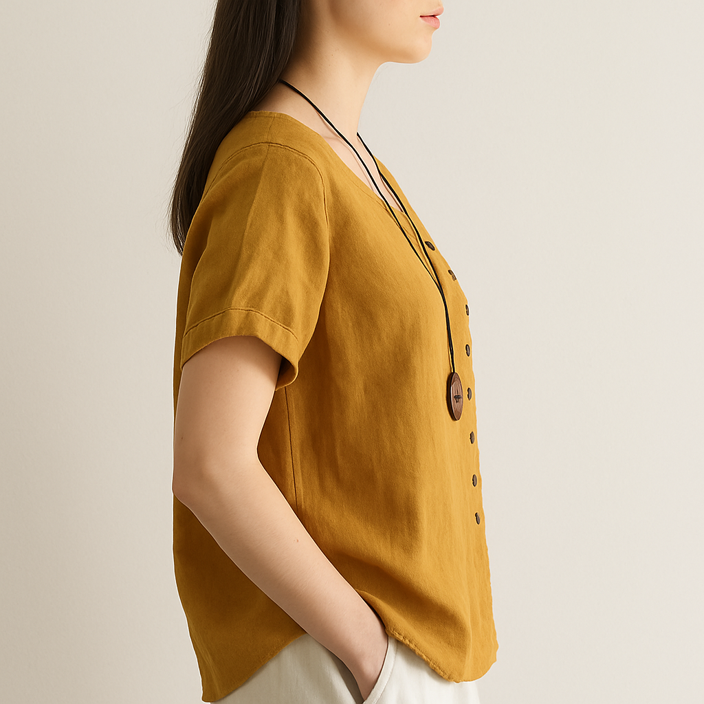 Blouse en lin boutonnée