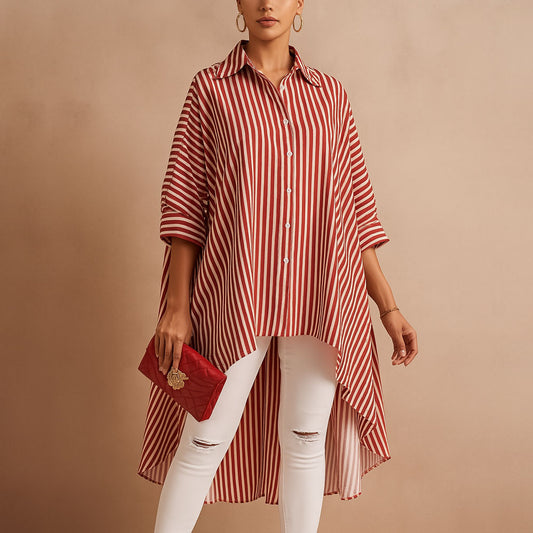 Chemise longue oversize rayée