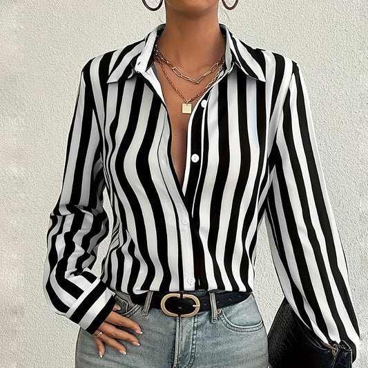 Chemise Rayée à Boutons Chic