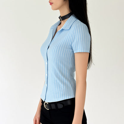 Chemise Rayée à Manches Courtes