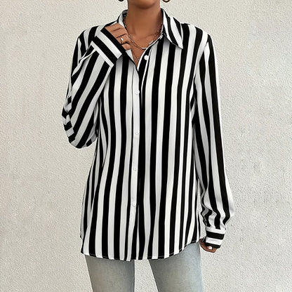 Chemise Rayée à Boutons Chic