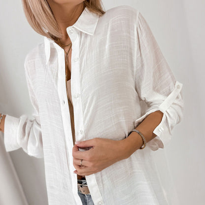 Chemise blanche longue - légère et fluide