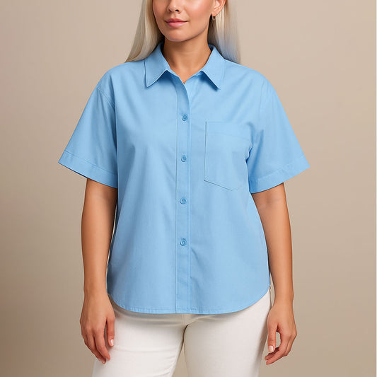Chemise Bleue Manches Courtes