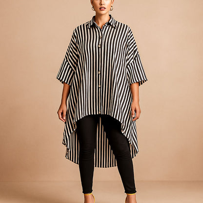 Chemise longue oversize rayée