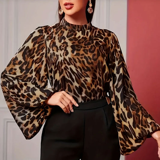 Chemisier Oversize à Motif Léopard