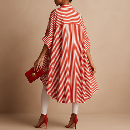 Chemise longue oversize rayée