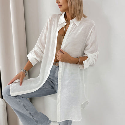 Chemise blanche longue - légère et fluide