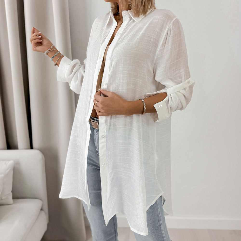 Chemise blanche longue - légère et fluide