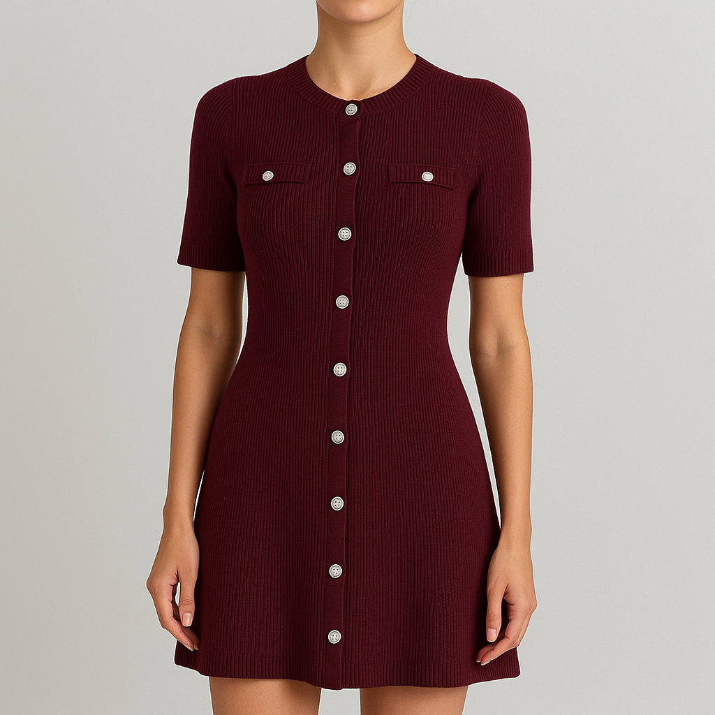 Robe chemise en maille chic