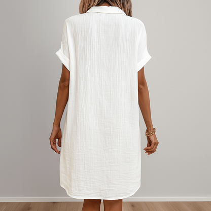 Robe Chemise Boutonnée avec Poches