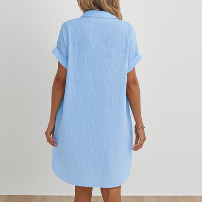 Robe Chemise Boutonnée avec Poches