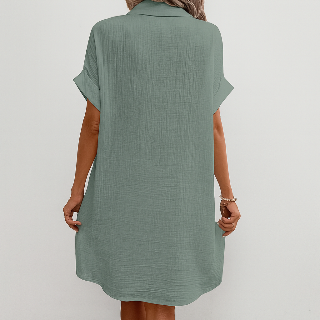 Robe Chemise Boutonnée avec Poches