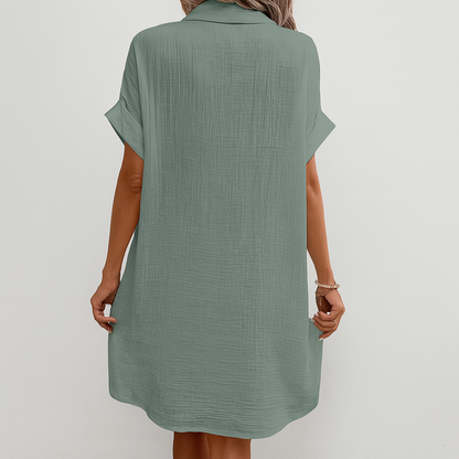 Robe Chemise Boutonnée avec Poches