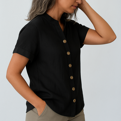 Chemise noire à manches courtes