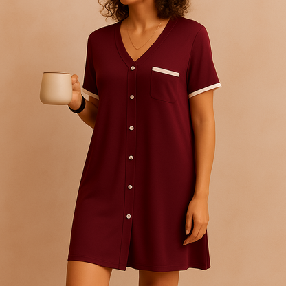 Chemise de Nuit Boutonnée Ultra-Confort