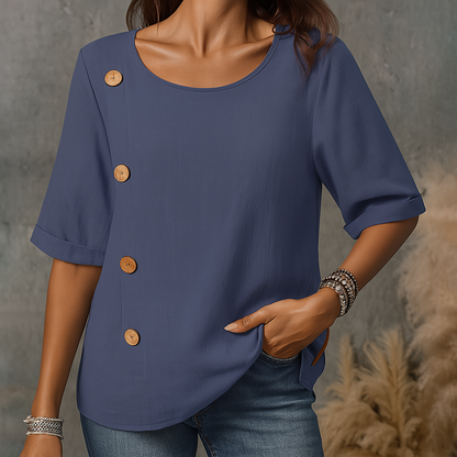 Blouse en lin à col rond