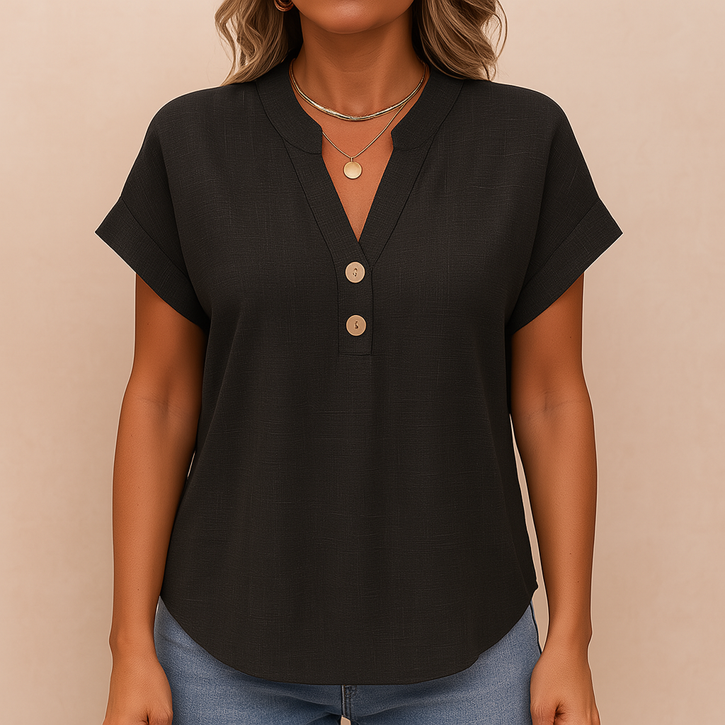 Blouse Noire à Col V