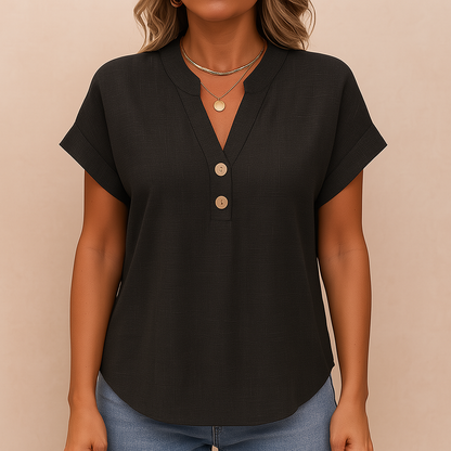 Blouse Noire à Col V