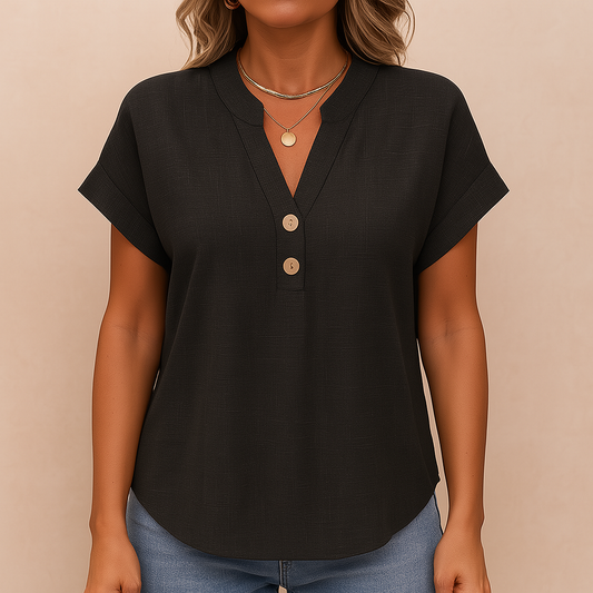 Blouse Noire à Col V