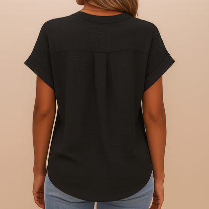 Blouse Noire à Col V