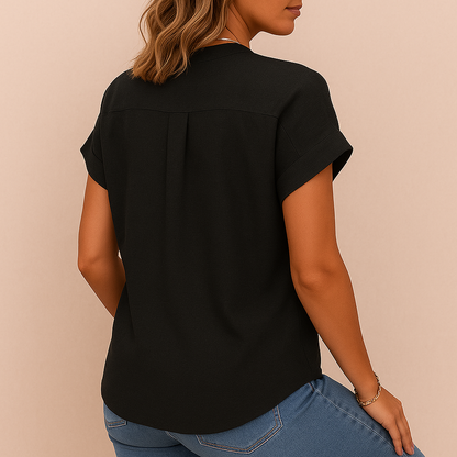 Blouse Noire à Col V
