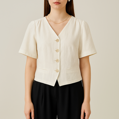 Chemisier Blanc Élégant à Boutons