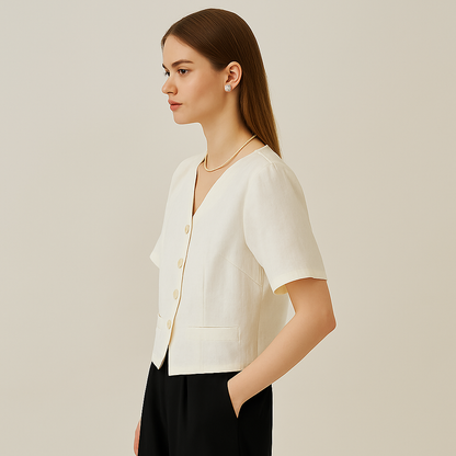 Chemisier Blanc Élégant à Boutons