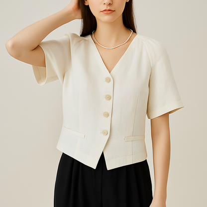 Chemisier Blanc Élégant à Boutons