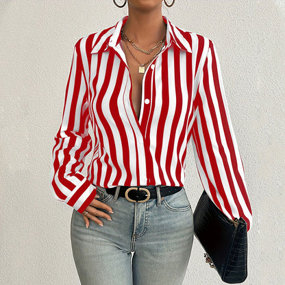 Chemise Rayée à Boutons Chic