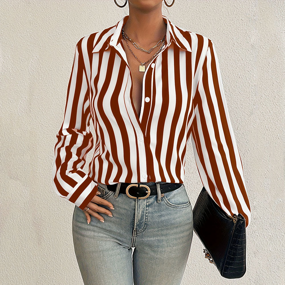 Chemise Rayée à Boutons Chic