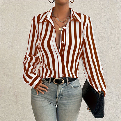 Chemise Rayée à Boutons Chic