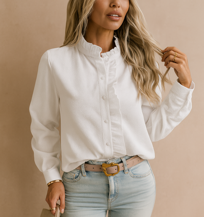 Chemise Blanche à Manches Longues et Volants
