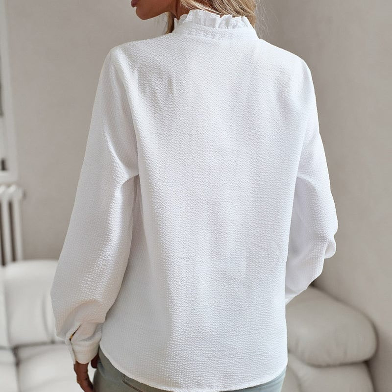 Chemise Blanche à Manches Longues et Volants